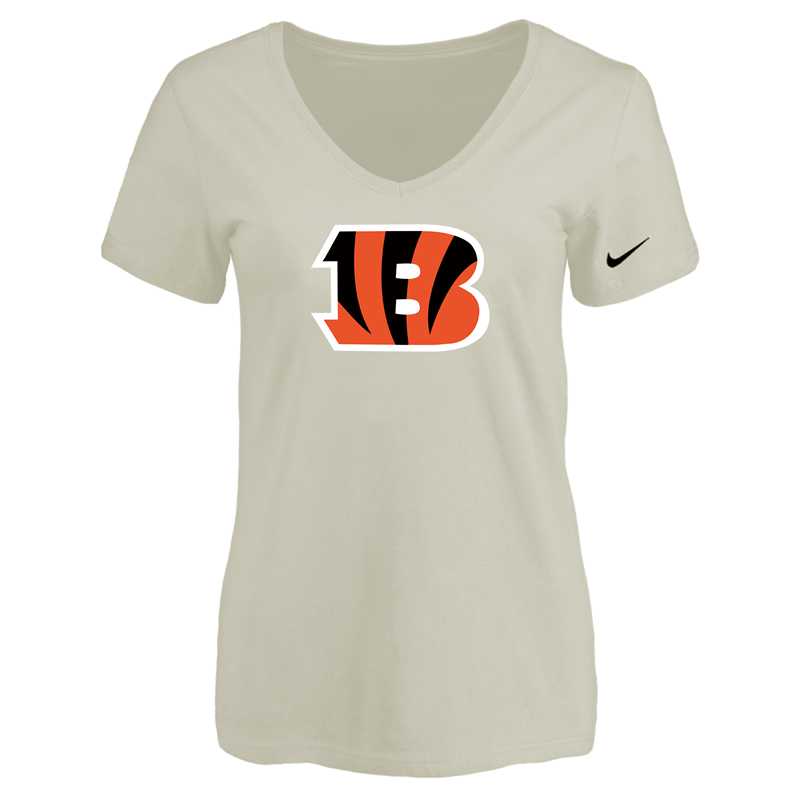 Women's Cincinnati Bengals Cream Logo V neck T-Shirt FengYun,We sell and wholesale Women's Cincinnati Bengals Cream Logo V neck T-Shirt FengYun on line form chian!