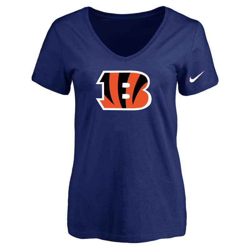 Women's Cincinnati Bengals D.Blue Logo V neck T-Shirt FengYun,We sell and wholesale Women's Cincinnati Bengals D.Blue Logo V neck T-Shirt FengYun on line form chian!