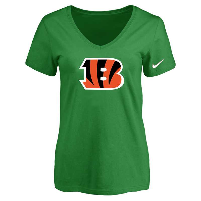 Women's Cincinnati Bengals D.Green Logo V neck T-Shirt FengYun,We sell and wholesale Women's Cincinnati Bengals D.Green Logo V neck T-Shirt FengYun on line form chian!