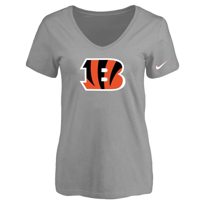 Women's Cincinnati Bengals L.Gray Logo V neck T-Shirt FengYun,We sell and wholesale Women's Cincinnati Bengals L.Gray Logo V neck T-Shirt FengYun on line form chian!