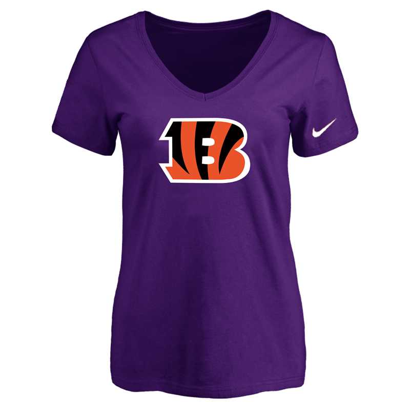 Women's Cincinnati Bengals Purple Logo V neck T-Shirt FengYun,We sell and wholesale Women's Cincinnati Bengals Purple Logo V neck T-Shirt FengYun on line form chian!