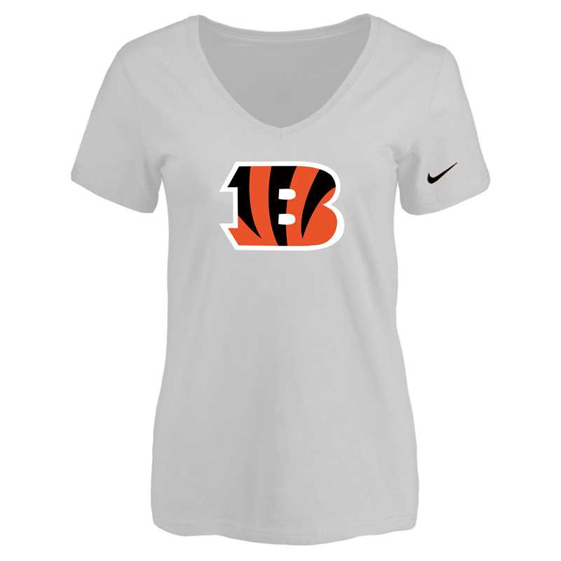 Women's Cincinnati Bengals White Logo V neck T-Shirt FengYun,We sell and wholesale Women's Cincinnati Bengals White Logo V neck T-Shirt FengYun on line form chian!