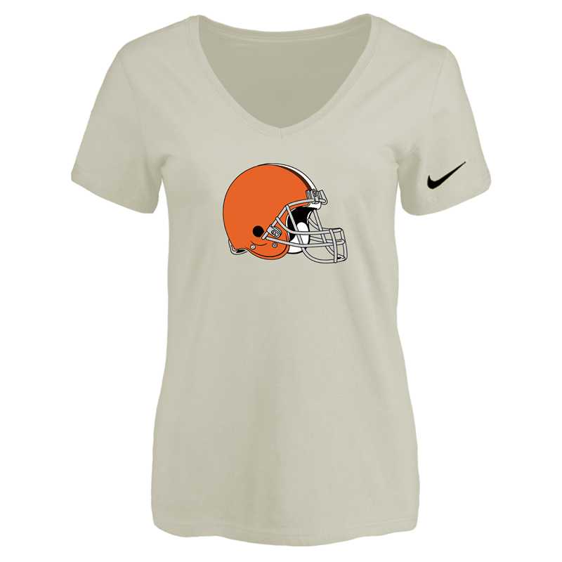 Women's Cleveland Browns Cream Logo V neck T-Shirt FengYun,We sell and wholesale Women's Cleveland Browns Cream Logo V neck T-Shirt FengYun on line form chian!