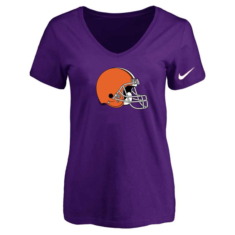 Women's Cleveland Browns Purple Logo V neck T-Shirt FengYun,We sell and wholesale Women's Cleveland Browns Purple Logo V neck T-Shirt FengYun on line form chian!