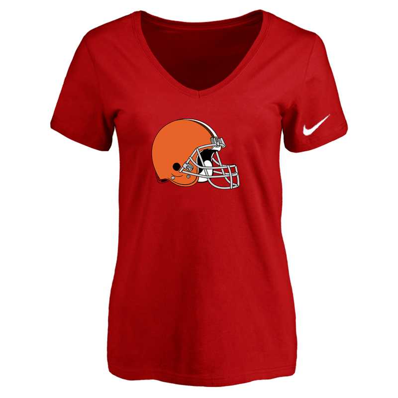 Women's Cleveland Browns Red Logo V neck T-Shirt FengYun,We sell and wholesale Women's Cleveland Browns Red Logo V neck T-Shirt FengYun on line form chian!