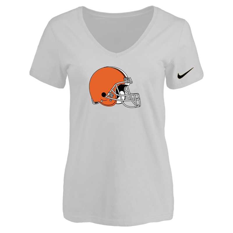 Women's Cleveland Browns White Logo V neck T-Shirt FengYun,We sell and wholesale Women's Cleveland Browns White Logo V neck T-Shirt FengYun on line form chian!