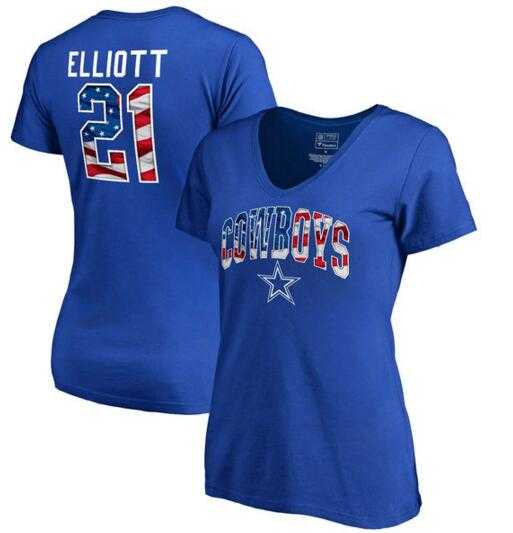 Women's Dallas Cowboys #21 Ezekiel Elliott NFL Pro Line by Fanatics Branded Banner Wave Name & Number T Shirt Royal FengYun,We sell and wholesale Women's Dallas Cowboys #21 Ezekiel Elliott NFL Pro Line by Fanatics Branded Banner Wave Name & Number T Shirt Royal FengYun on line form chian!