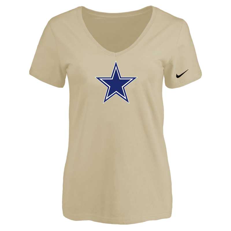 Women's Dallas Cowboys Beige Logo V neck T-Shirt FengYun,We sell and wholesale Women's Dallas Cowboys Beige Logo V neck T-Shirt FengYun on line form chian!