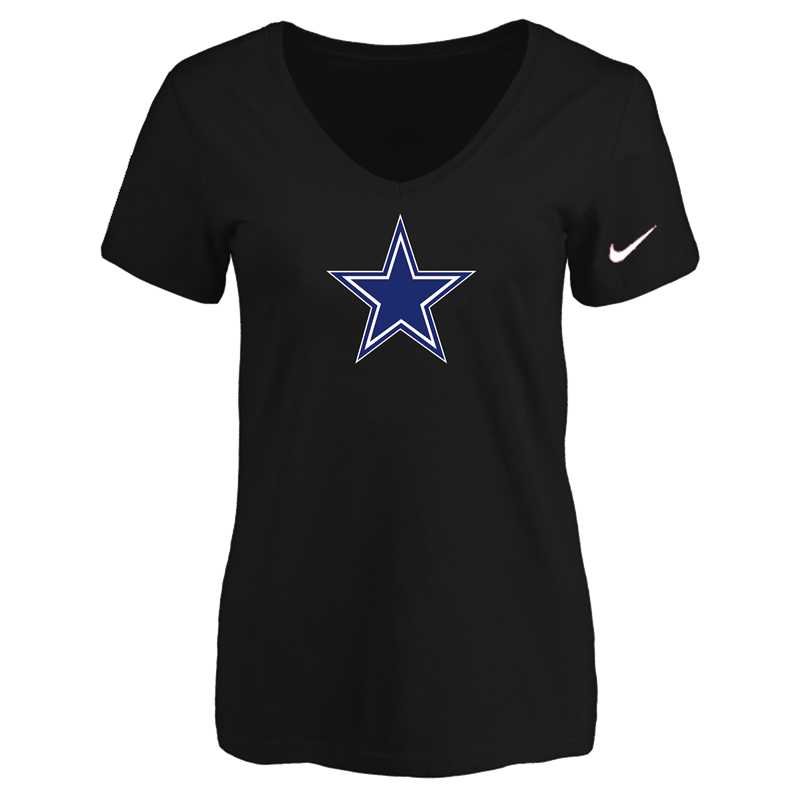 Women's Dallas Cowboys Black Logo V neck T-Shirt FengYun,We sell and wholesale Women's Dallas Cowboys Black Logo V neck T-Shirt FengYun on line form chian!
