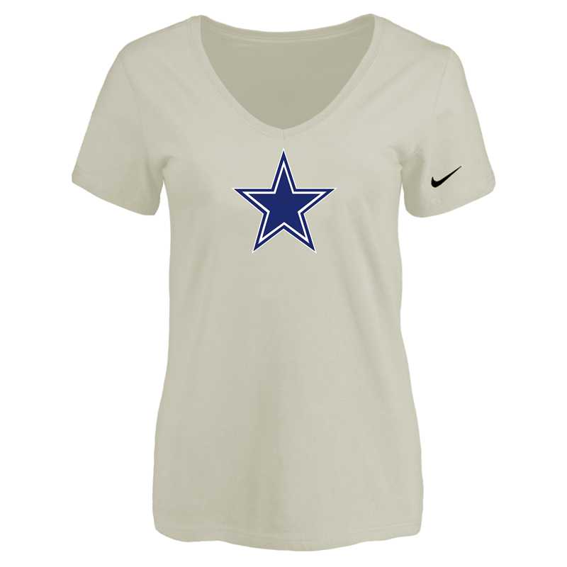Women's Dallas Cowboys Cream Logo V neck T-Shirt FengYun,We sell and wholesale Women's Dallas Cowboys Cream Logo V neck T-Shirt FengYun on line form chian!
