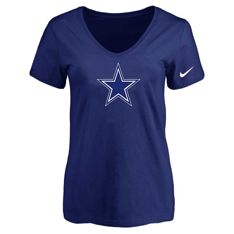 Women's Dallas Cowboys D.Blue Logo V neck T-Shirt FengYun,We sell and wholesale Women's Dallas Cowboys D.Blue Logo V neck T-Shirt FengYun on line form chian!
