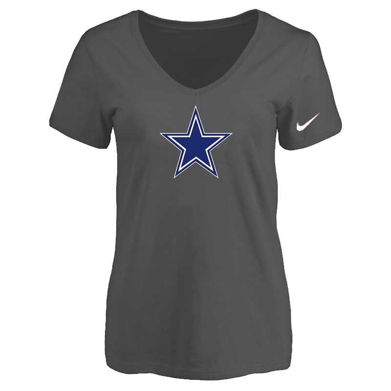 Women's Dallas Cowboys D.Gray Logo V neck T-Shirt FengYun,We sell and wholesale Women's Dallas Cowboys D.Gray Logo V neck T-Shirt FengYun on line form chian!