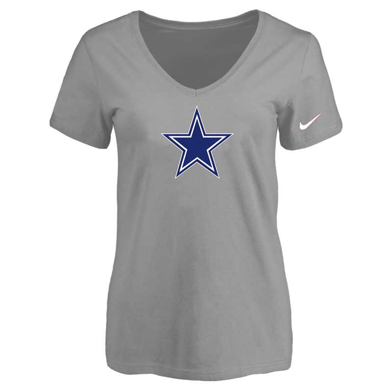 Women's Dallas Cowboys L.Gray Logo V neck T-Shirt FengYun,We sell and wholesale Women's Dallas Cowboys L.Gray Logo V neck T-Shirt FengYun on line form chian!