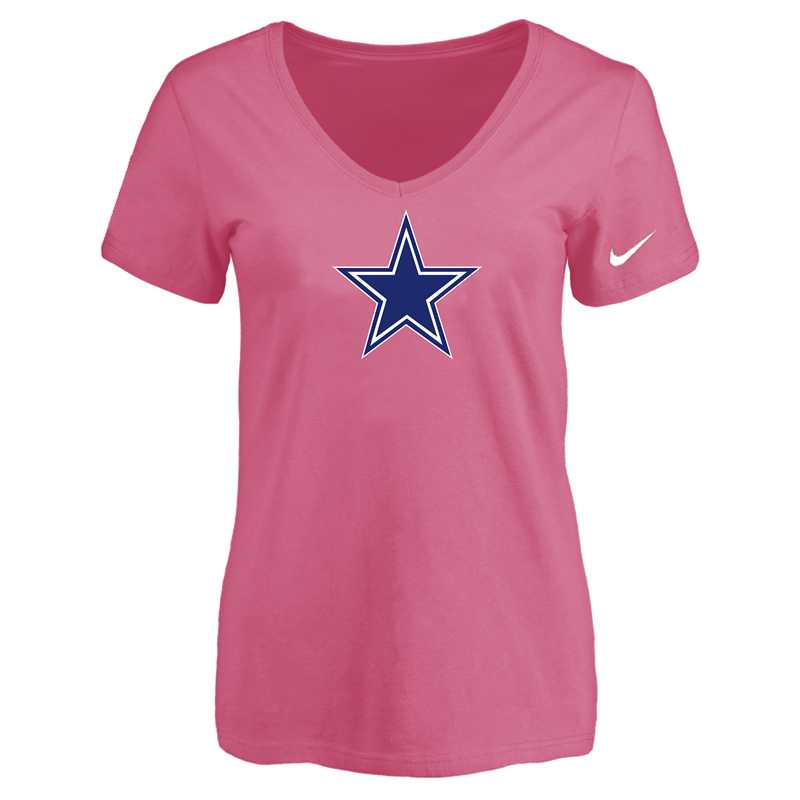Women's Dallas Cowboys Pink Logo V neck T-Shirt FengYun,We sell and wholesale Women's Dallas Cowboys Pink Logo V neck T-Shirt FengYun on line form chian!