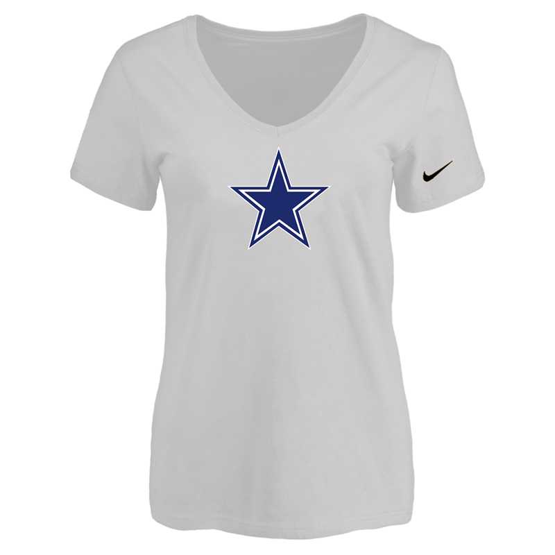 Women's Dallas Cowboys White Logo V neck T-Shirt FengYun,We sell and wholesale Women's Dallas Cowboys White Logo V neck T-Shirt FengYun on line form chian!
