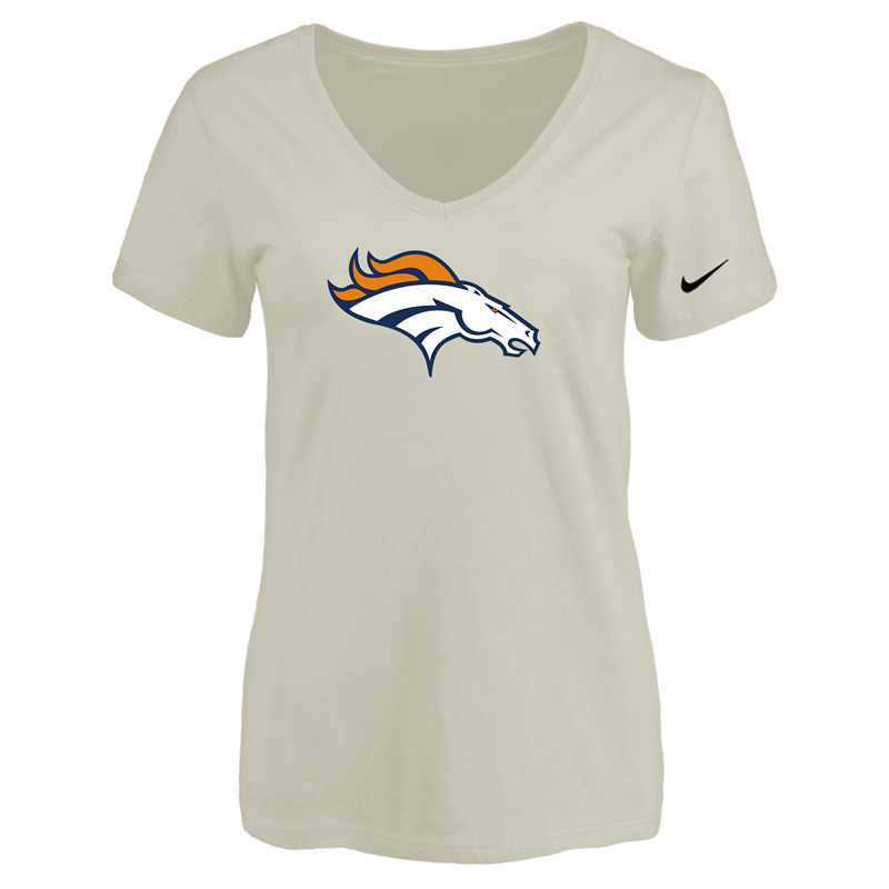 Women's Denver Broncos Cream Logo V neck T-Shirt FengYun,We sell and wholesale Women's Denver Broncos Cream Logo V neck T-Shirt FengYun on line form chian!