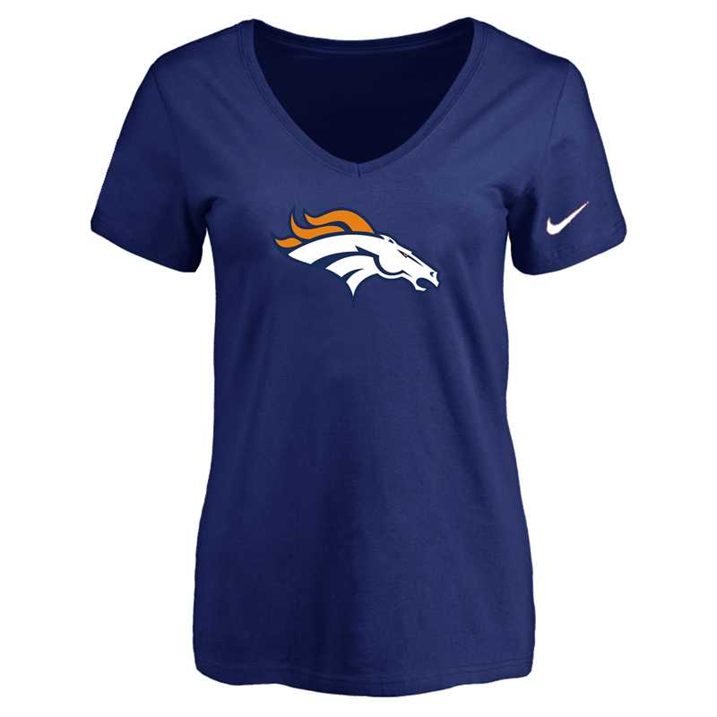 Women's Denver Broncos D.Blue Logo V neck T-Shirt FengYun,We sell and wholesale Women's Denver Broncos D.Blue Logo V neck T-Shirt FengYun on line form chian!