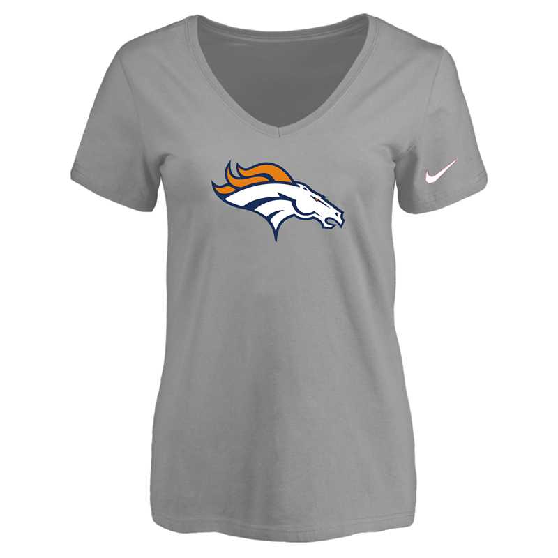 Women's Denver Broncos L.Gray Logo V neck T-Shirt FengYun,We sell and wholesale Women's Denver Broncos L.Gray Logo V neck T-Shirt FengYun on line form chian!