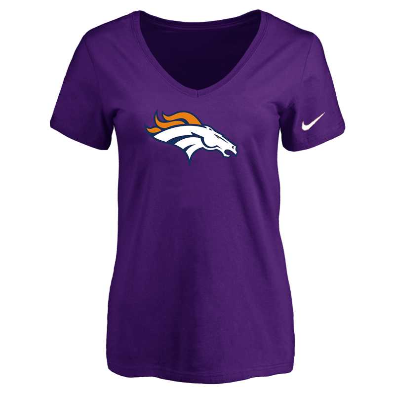 Women's Denver Broncos Purple Logo V neck T-Shirt FengYun,We sell and wholesale Women's Denver Broncos Purple Logo V neck T-Shirt FengYun on line form chian!