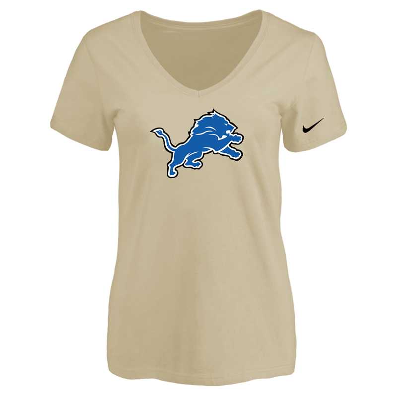 Women's Detroit Lions Beige Logo V neck T-Shirt FengYun,We sell and wholesale Women's Detroit Lions Beige Logo V neck T-Shirt FengYun on line form chian!