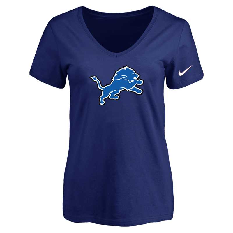 Women's Detroit Lions D.Blue Logo V neck T-Shirt FengYun,We sell and wholesale Women's Detroit Lions D.Blue Logo V neck T-Shirt FengYun on line form chian!