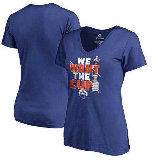 Women's Edmonton Oilers Fanatics Branded 2017 NHL Stanley Cup Playoff Participant Blue Line Slim Fit V Neck T Shirt Royal FengYun,We sell and wholesale Women's Edmonton Oilers Fanatics Branded 2017 NHL Stanley Cup Playoff Participant Blue Line Slim Fit V Neck T Shirt Royal FengYun on line form chian!