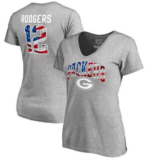 Women's Green Bay Packers 12 Aaron Rodgers NFL Pro Line by Fanatics Branded Banner Wave Name & Number T Shirt Heathered Gray FengYun,We sell and wholesale Women's Green Bay Packers 12 Aaron Rodgers NFL Pro Line by Fanatics Branded Banner Wave Name & Number T Shirt Heathered Gray FengYun on line form chian!