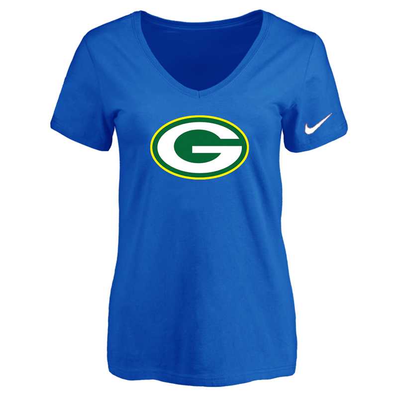 Women's Green Bay Packers Blue Logo V neck T-Shirt FengYun,We sell and wholesale Women's Green Bay Packers Blue Logo V neck T-Shirt FengYun on line form chian!
