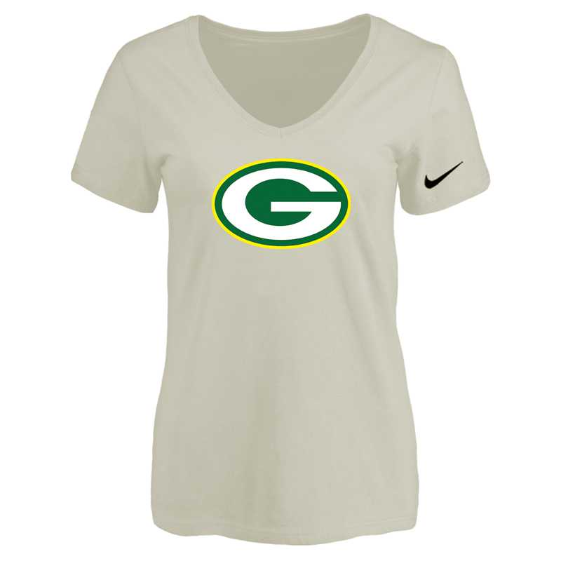 Women's Green Bay Packers Cream Logo V neck T-Shirt FengYun,We sell and wholesale Women's Green Bay Packers Cream Logo V neck T-Shirt FengYun on line form chian!