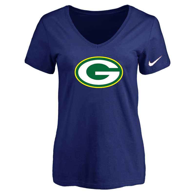 Women's Green Bay Packers D.Blue Logo V neck T-Shirt FengYun,We sell and wholesale Women's Green Bay Packers D.Blue Logo V neck T-Shirt FengYun on line form chian!