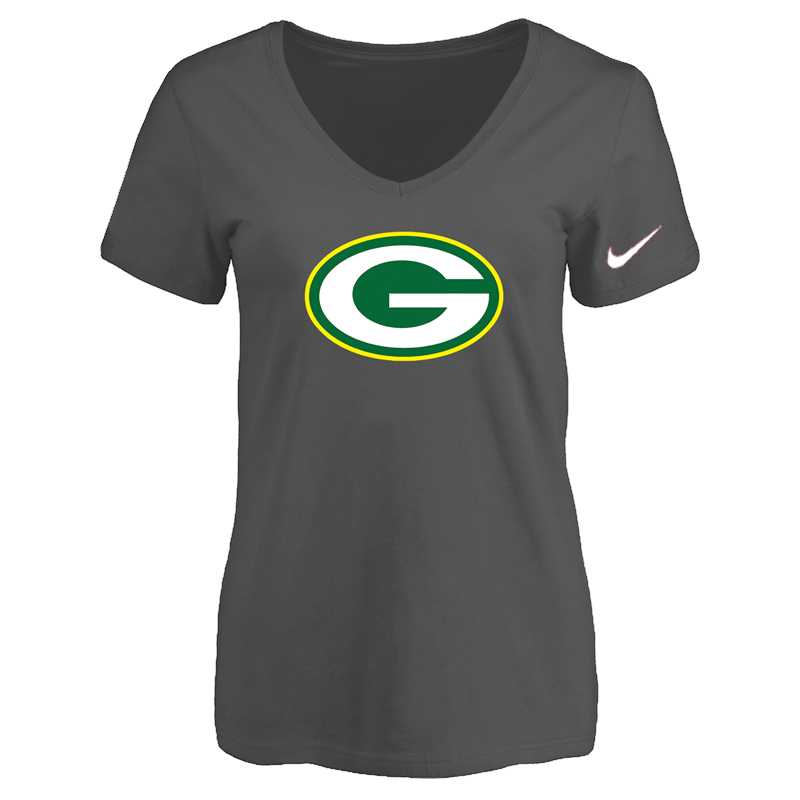Women's Green Bay Packers D.Gray Logo V neck T-Shirt FengYun,We sell and wholesale Women's Green Bay Packers D.Gray Logo V neck T-Shirt FengYun on line form chian!