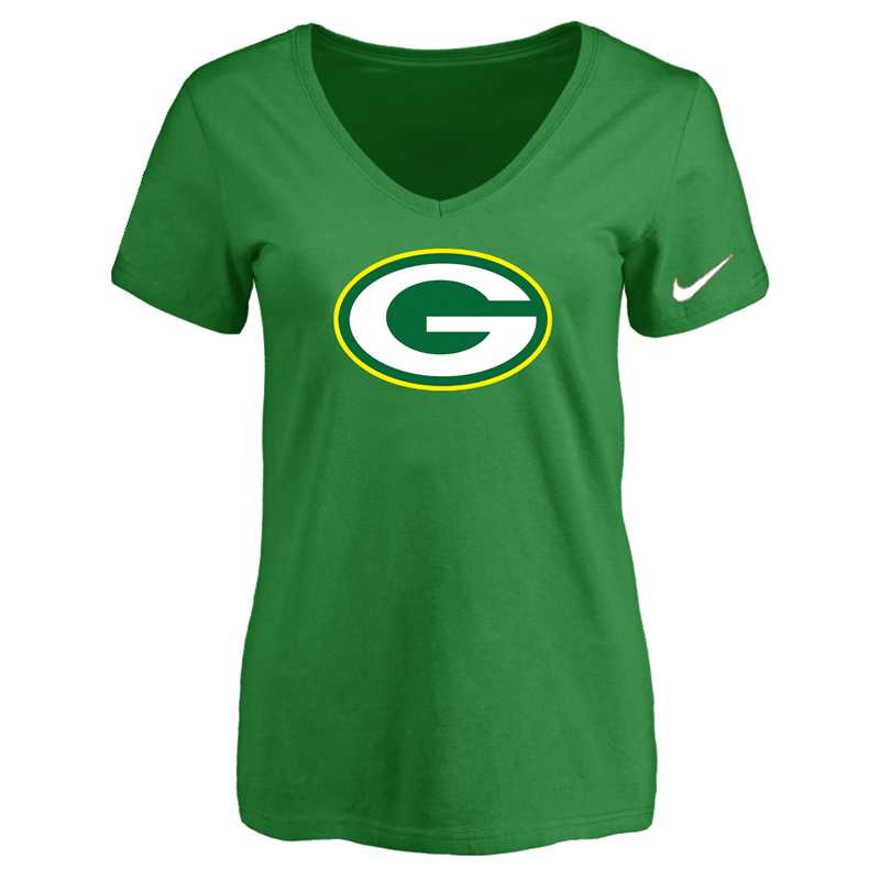 Women's Green Bay Packers D.Green Logo V neck T-Shirt FengYun,We sell and wholesale Women's Green Bay Packers D.Green Logo V neck T-Shirt FengYun on line form chian!