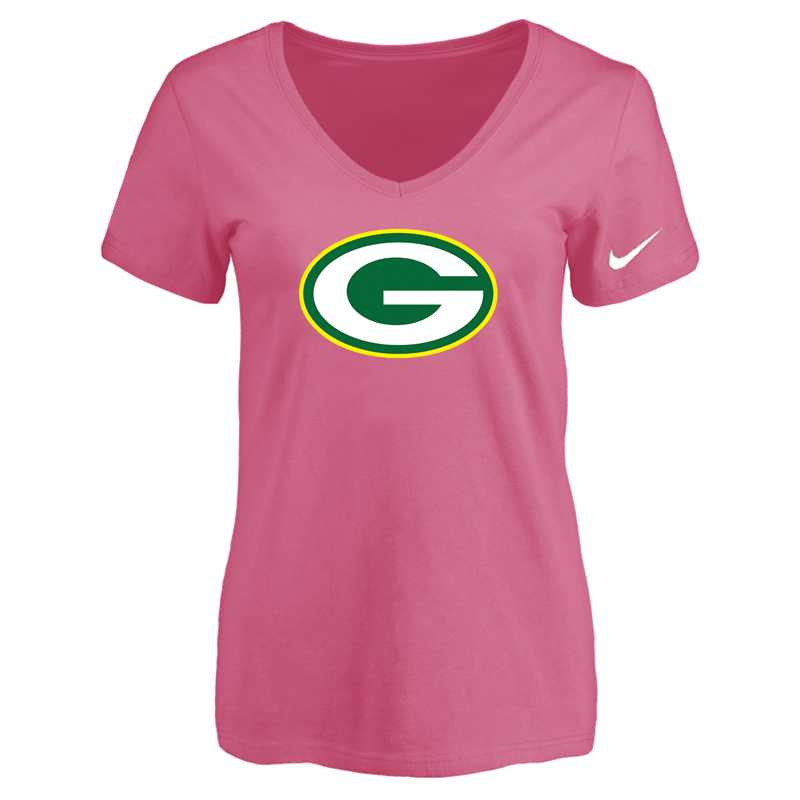 Women's Green Bay Packers Pink Logo V neck T-Shirt FengYun,We sell and wholesale Women's Green Bay Packers Pink Logo V neck T-Shirt FengYun on line form chian!