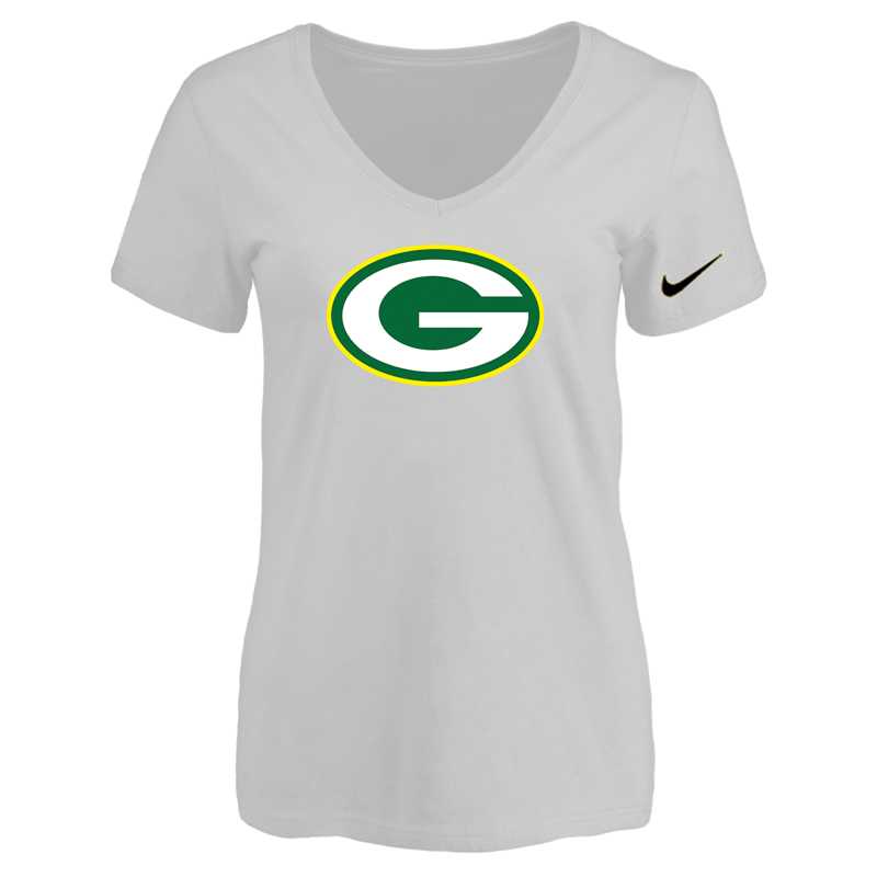 Women's Green Bay Packers White Logo V neck T-Shirt FengYun,We sell and wholesale Women's Green Bay Packers White Logo V neck T-Shirt FengYun on line form chian!