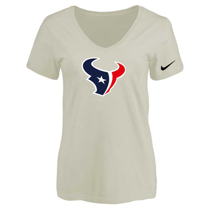 Women's Houston Texans Cream Logo V neck T-Shirt FengYun,We sell and wholesale Women's Houston Texans Cream Logo V neck T-Shirt FengYun on line form chian!