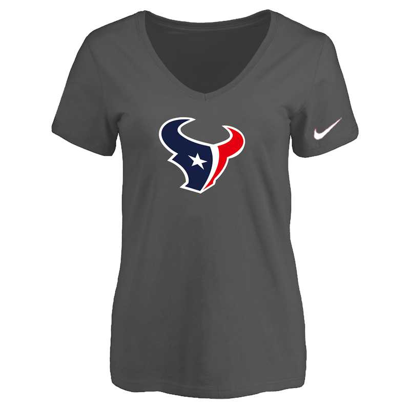 Women's Houston Texans D.Gray Logo V neck T-Shirt FengYun,We sell and wholesale Women's Houston Texans D.Gray Logo V neck T-Shirt FengYun on line form chian!