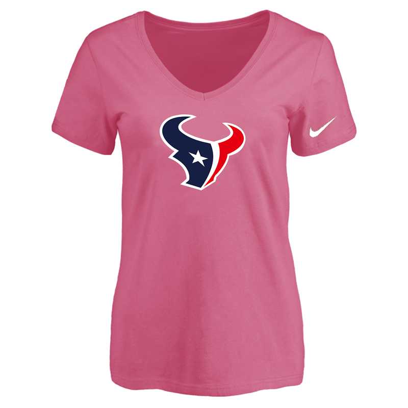 Women's Houston Texans Pink Logo V neck T-Shirt FengYun,We sell and wholesale Women's Houston Texans Pink Logo V neck T-Shirt FengYun on line form chian!