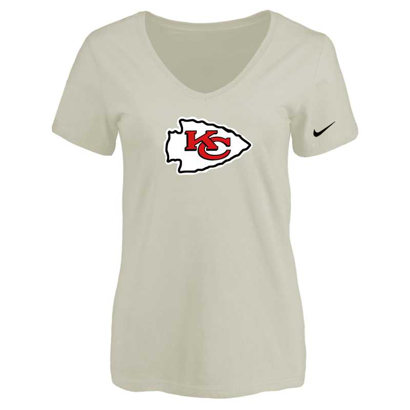 Women's Kansas City Chief Cream Logo V neck T-Shirt FengYun,We sell and wholesale Women's Kansas City Chief Cream Logo V neck T-Shirt FengYun on line form chian!