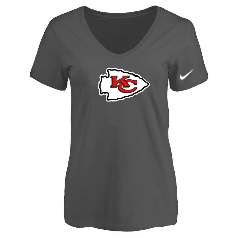 Women's Kansas City Chief D.Gray Logo V neck T-Shirt FengYun,We sell and wholesale Women's Kansas City Chief D.Gray Logo V neck T-Shirt FengYun on line form chian!
