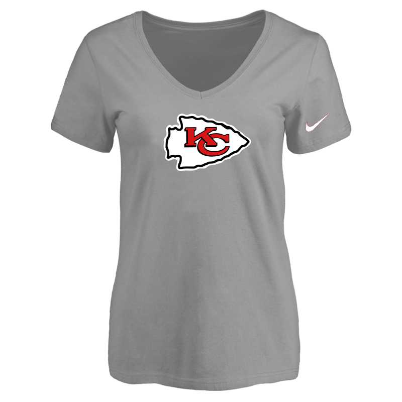 Women's Kansas City Chief L.Gray Logo V neck T-Shirt FengYun,We sell and wholesale Women's Kansas City Chief L.Gray Logo V neck T-Shirt FengYun on line form chian!