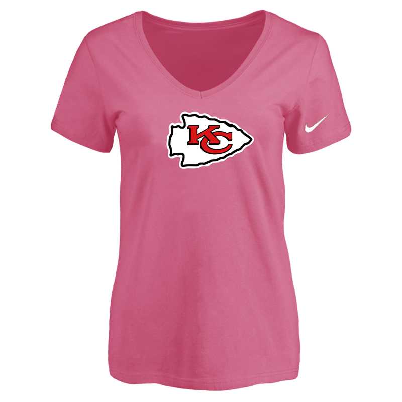 Women's Kansas City Chief Pink Logo V neck T-Shirt FengYun,We sell and wholesale Women's Kansas City Chief Pink Logo V neck T-Shirt FengYun on line form chian!