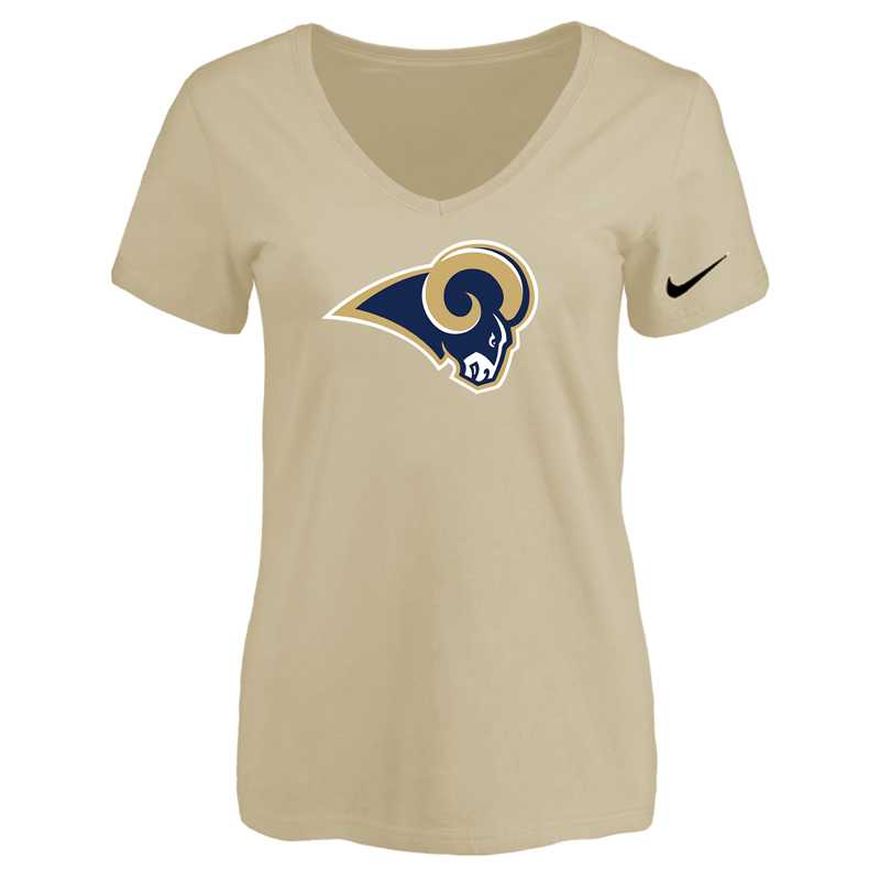 Women's Los Angeles Rams Beige Logo V neck T-Shirt FengYun,We sell and wholesale Women's Los Angeles Rams Beige Logo V neck T-Shirt FengYun on line form chian!