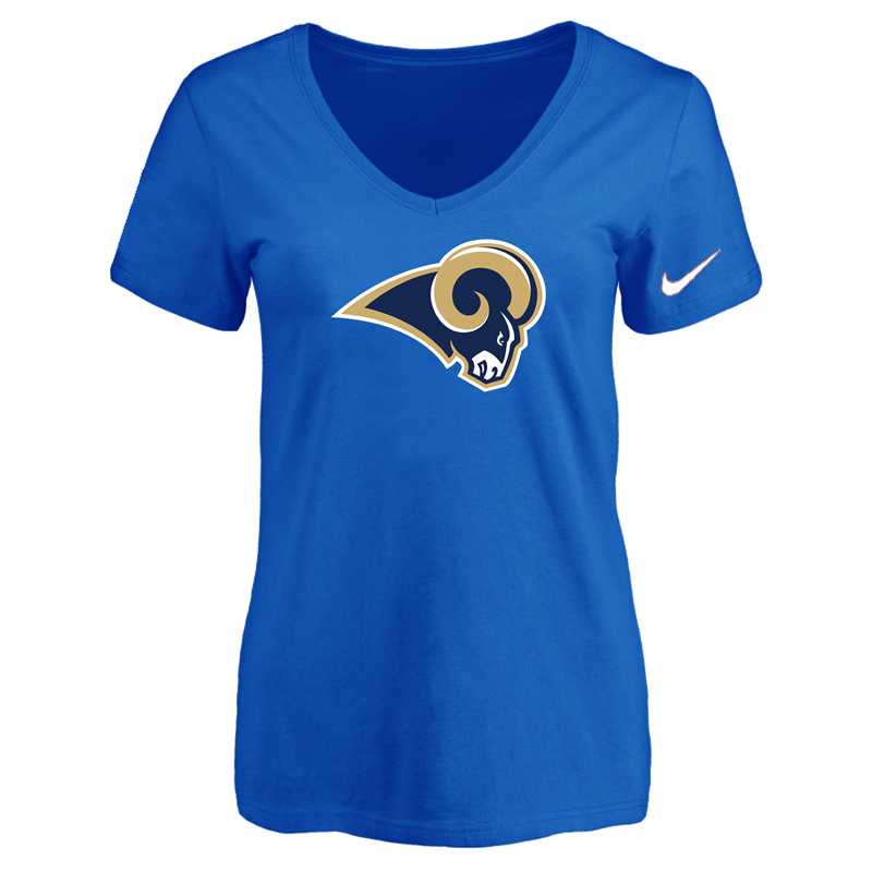 Women's Los Angeles Rams Blue Logo V neck T-Shirt FengYun,We sell and wholesale Women's Los Angeles Rams Blue Logo V neck T-Shirt FengYun on line form chian!