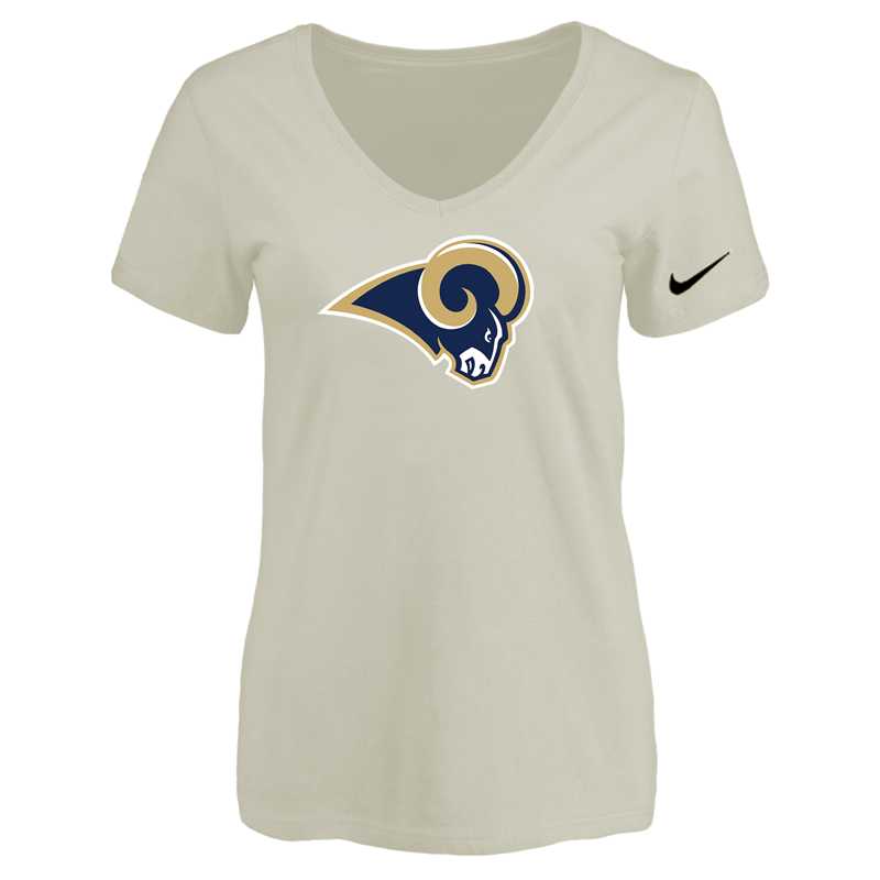 Women's Los Angeles Rams Cream Logo V neck T-Shirt FengYun,We sell and wholesale Women's Los Angeles Rams Cream Logo V neck T-Shirt FengYun on line form chian!