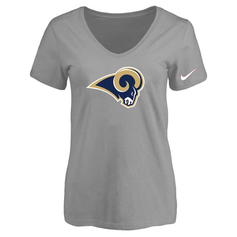 Women's Los Angeles Rams L.Gray Logo V neck T-Shirt FengYun,We sell and wholesale Women's Los Angeles Rams L.Gray Logo V neck T-Shirt FengYun on line form chian!