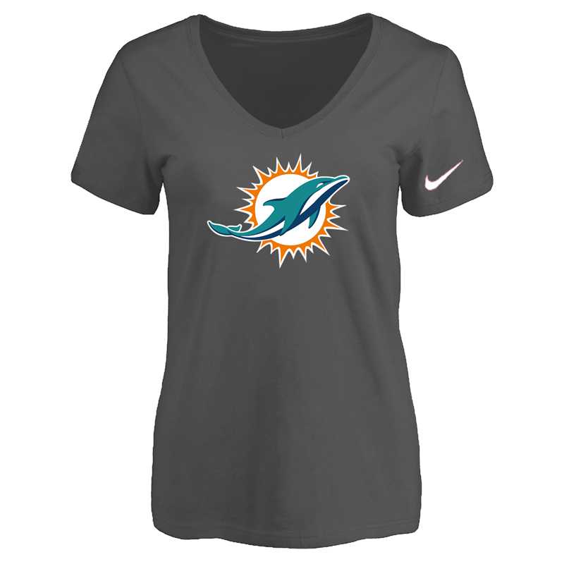 Women's Miami Dolphins D.Gray Logo V neck T-Shirt FengYun,We sell and wholesale Women's Miami Dolphins D.Gray Logo V neck T-Shirt FengYun on line form chian!