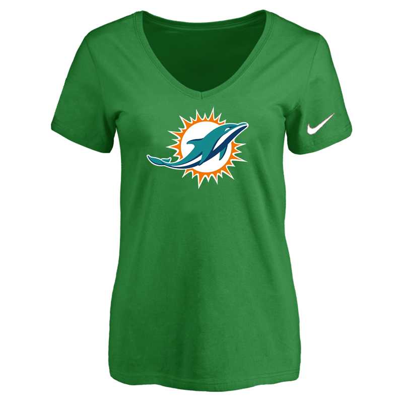 Women's Miami Dolphins D.Green Logo V neck T-Shirt FengYun,We sell and wholesale Women's Miami Dolphins D.Green Logo V neck T-Shirt FengYun on line form chian!