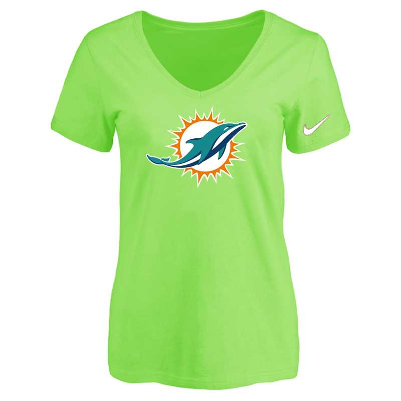 Women's Miami Dolphins L.Green Logo V neck T-Shirt FengYun,We sell and wholesale Women's Miami Dolphins L.Green Logo V neck T-Shirt FengYun on line form chian!