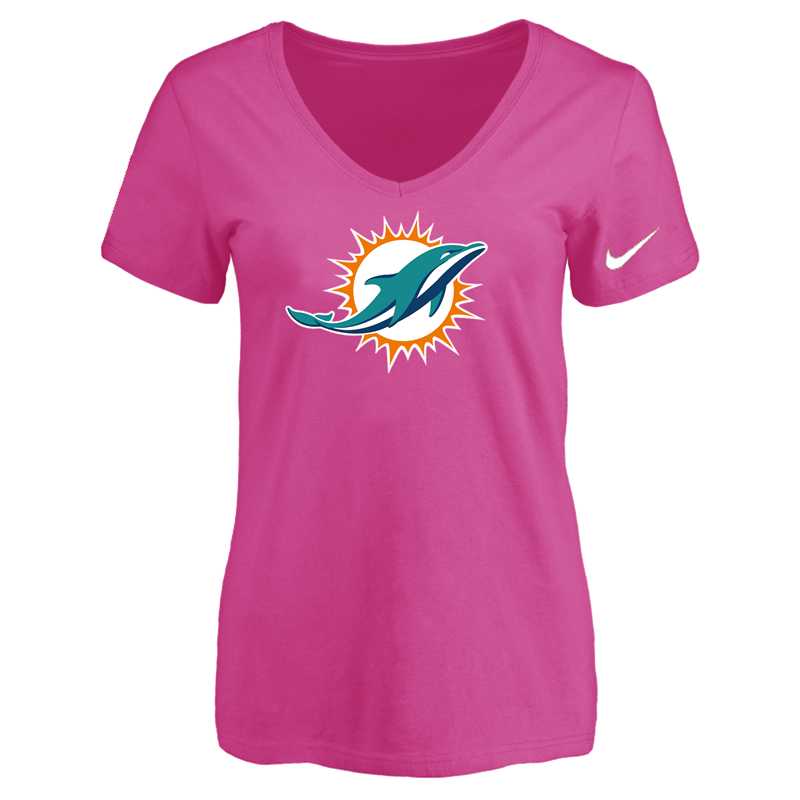 Women's Miami Dolphins Peach Logo V neck T-Shirt FengYun,We sell and wholesale Women's Miami Dolphins Peach Logo V neck T-Shirt FengYun on line form chian!