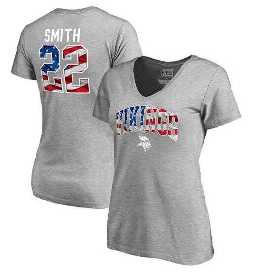Women's Minnesota Vikings #22 Harrison Smith NFL Pro Line by Fanatics Branded Banner Wave Name & Number T Shirt Heathered Gray FengYun,We sell and wholesale Women's Minnesota Vikings #22 Harrison Smith NFL Pro Line by Fanatics Branded Banner Wave Name & Number T Shirt Heathered Gray FengYun on line form chian!